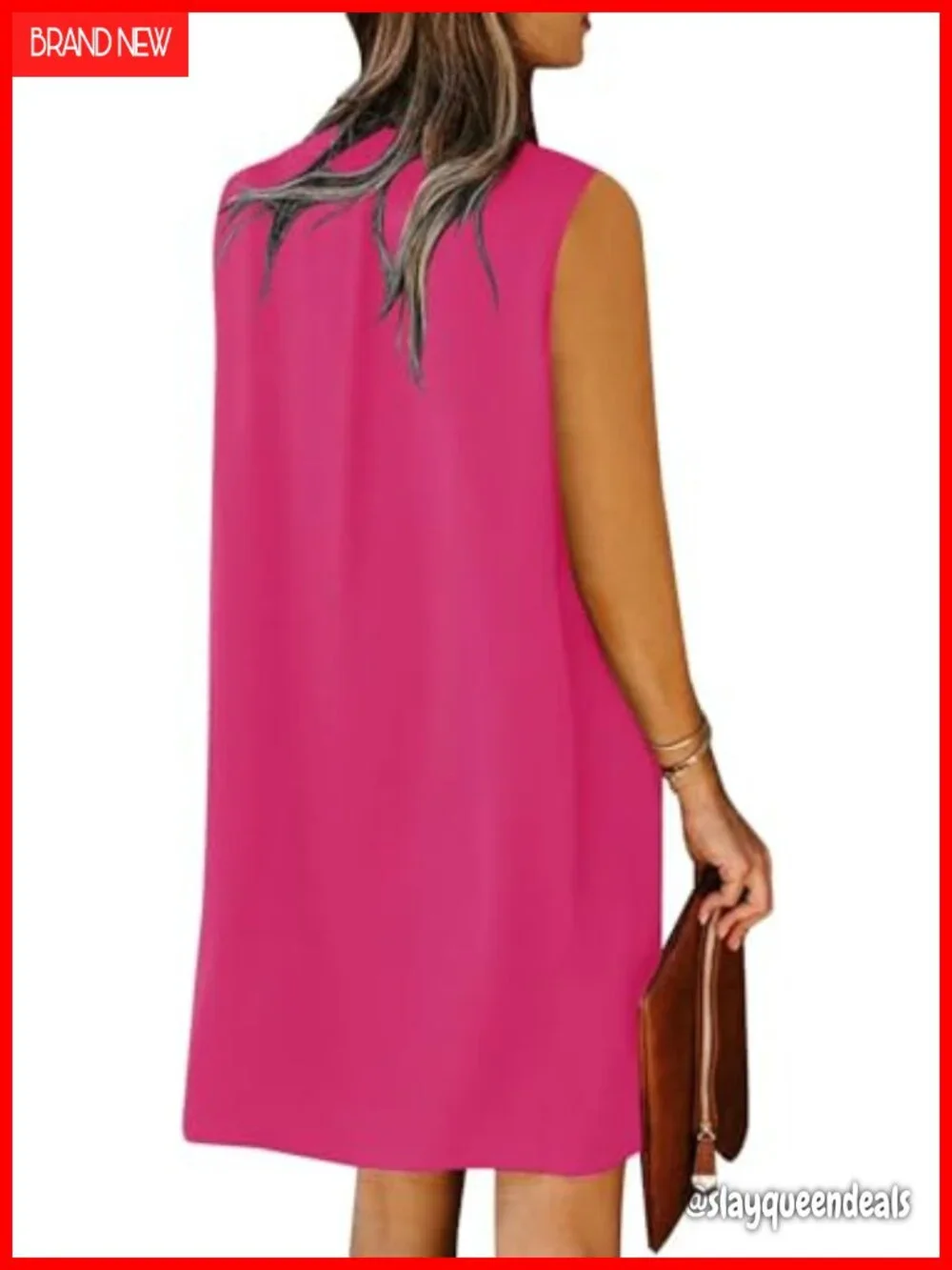 Women's Sleeveless V-Neck Swing Dress Casual Short Dress